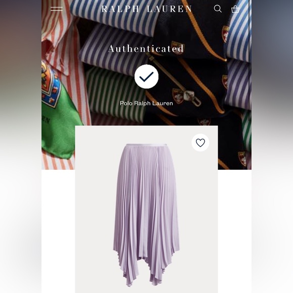 NWT Polo by Ralph Lauren Pleated Georgette Handkerchief Skirt, Lilac - Picture 5 of 10